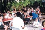 Ron Freeman talking with students from the American School.